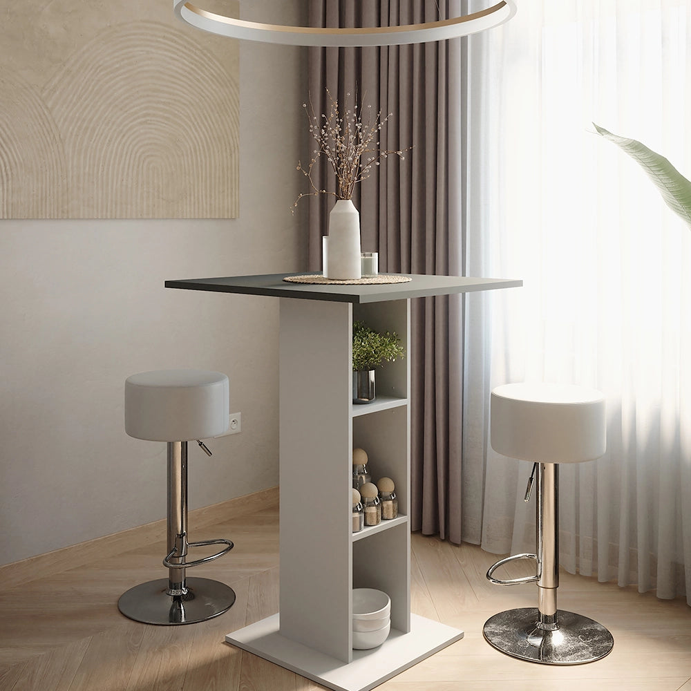 Vicco tavolo bar con sgabelli Bianco/antracite 75 x 75 cm con 2 sgabelli da bar