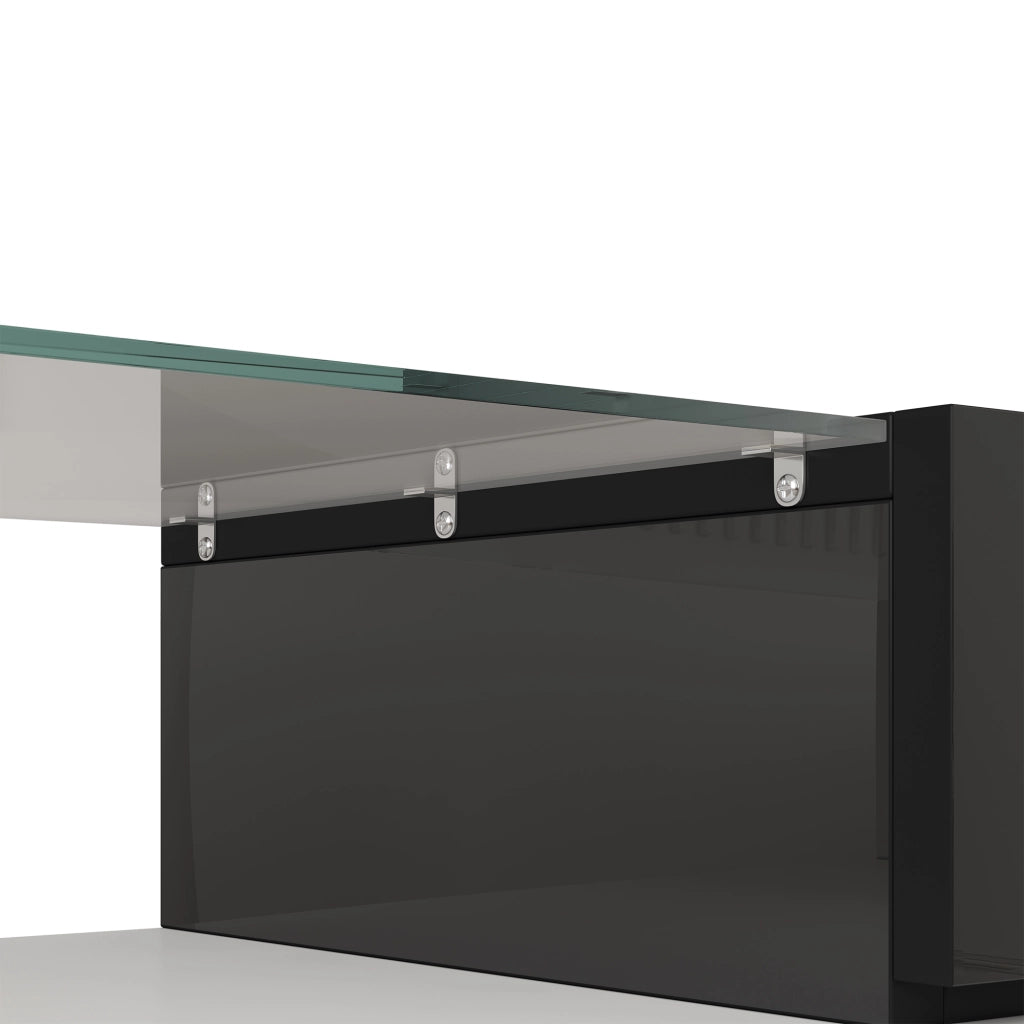 Mobile porta tv con 6 ante 2 cassetti 3 vani led in truciolare bianco e nero 145 × 30 × 51 cm