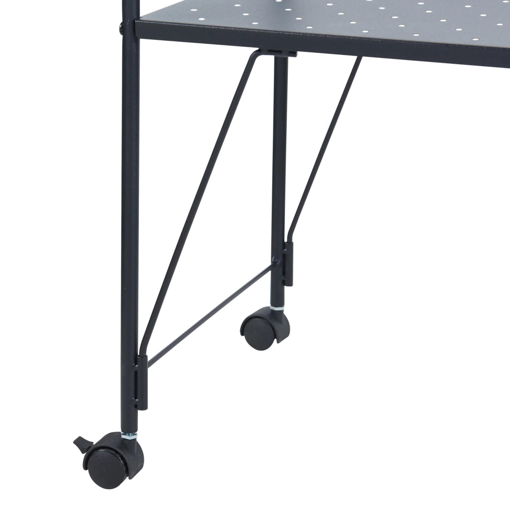 Carrello di servizio mobile contenitore per cucina/soggiorno 73 x 50 x 33 cm acciaio nero 03_0009219