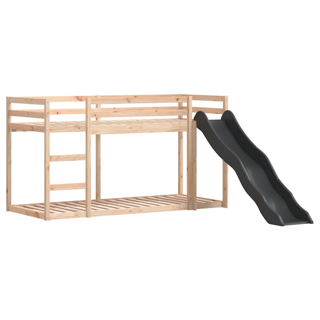 Letto a Castello Scivolo e Scala 80x200 cm Legno Massello Pino