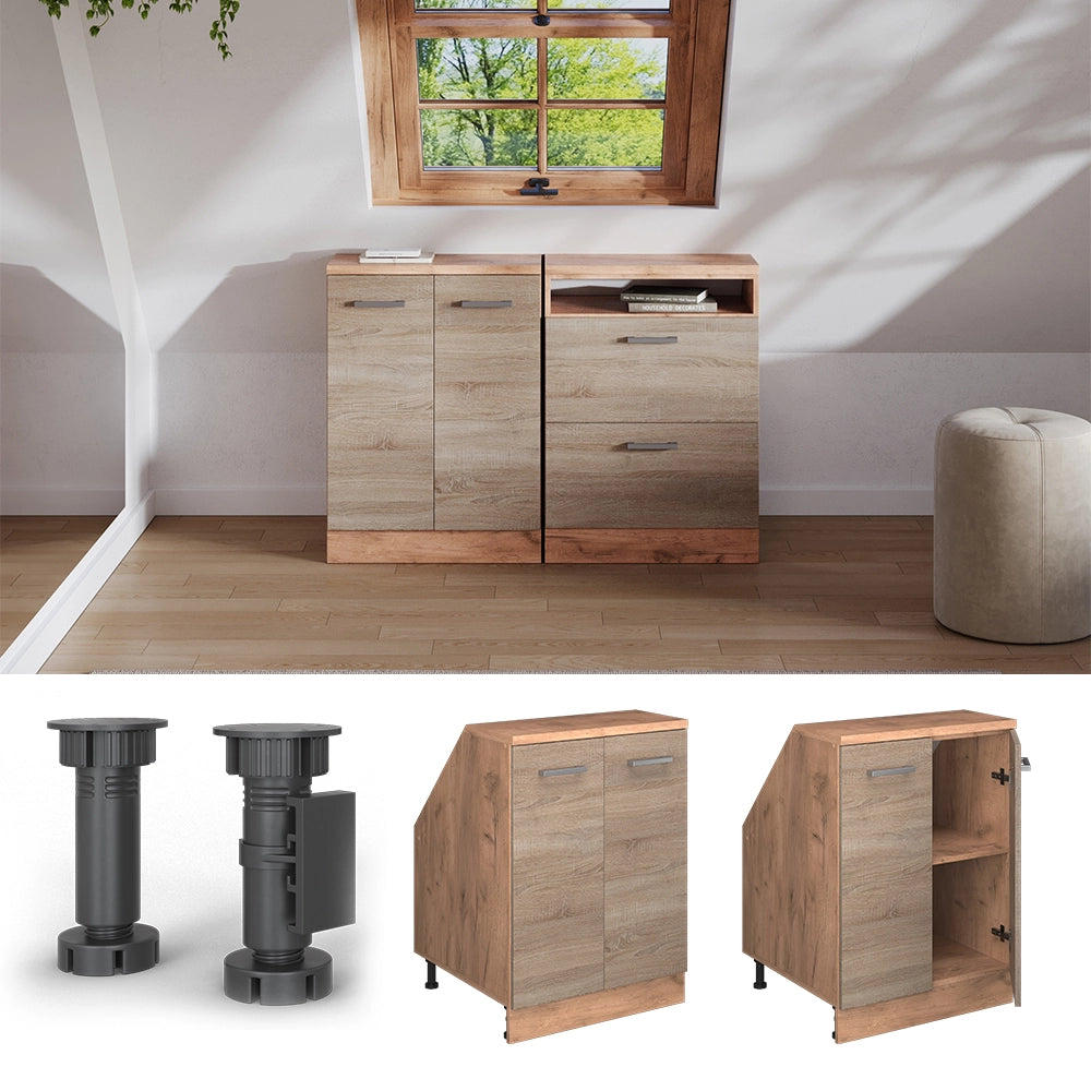 Mobile sottotetto Rion Sonoma/Rovere dorato 60 x 83.8 cm con 2 porte, carcassa 60 cm profondità Vicco