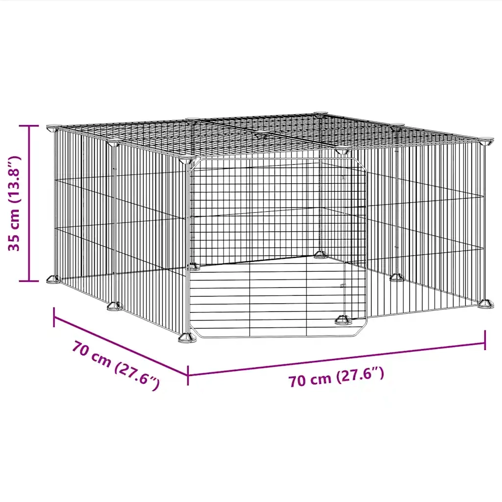 Gabbia per Animali 12 Pannelli con Porta Nero 35x35 cm Acciaio 3114054