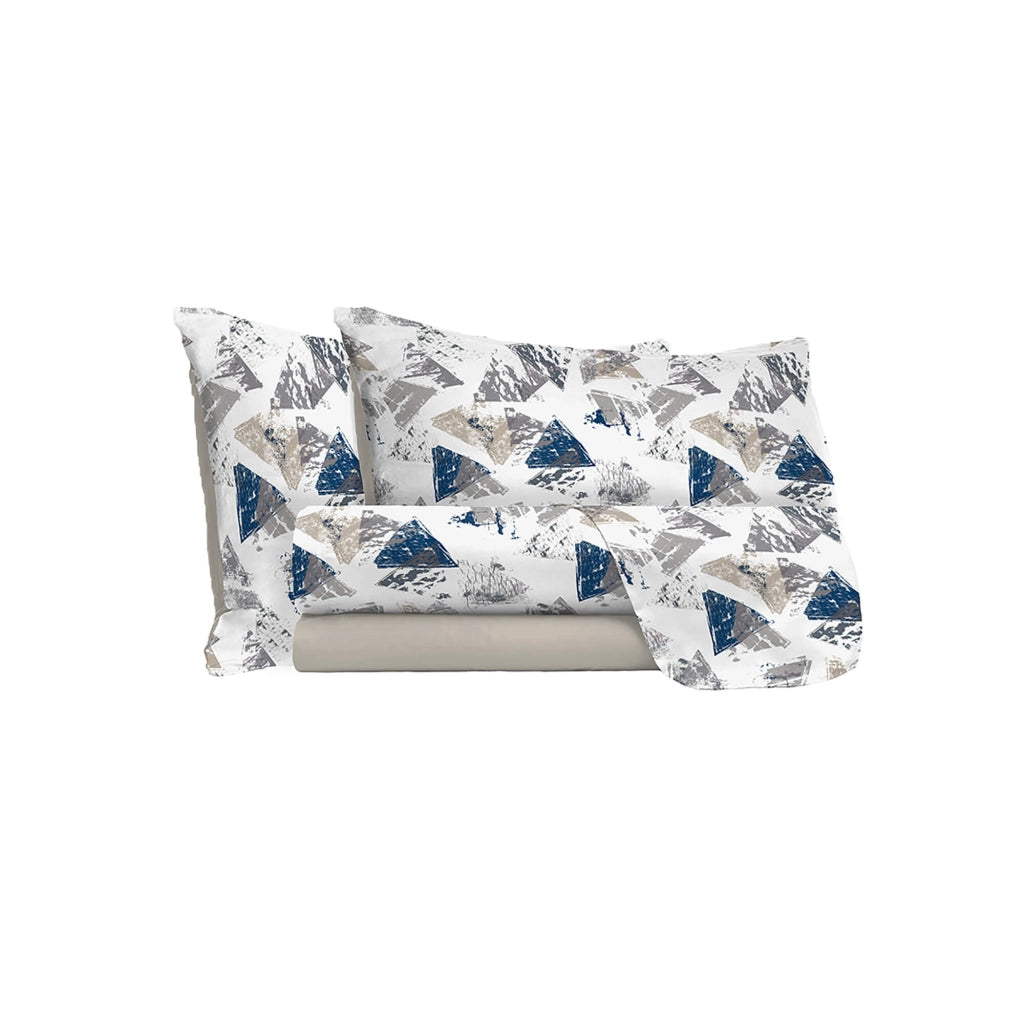 Set Lenzuola Singolo Sopra Sotto e Federe in Microfibra Urban Blu