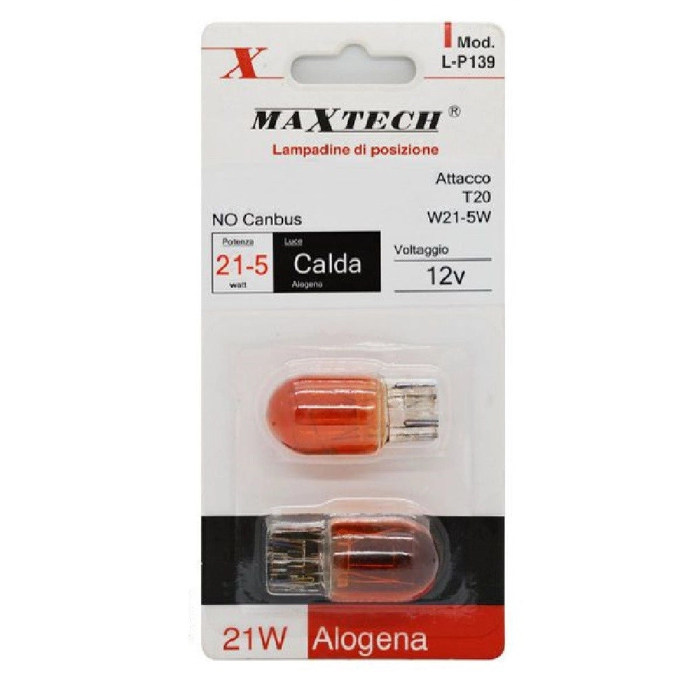 Trade Shop - Lampadine Di Posizione Auto T20 / W21-5w 12v Luce Calda No Canbus Alogena Lp139 -