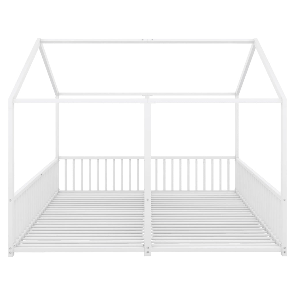 Letto a castello bianco in metallo con parapetto e scala 90x200 cm