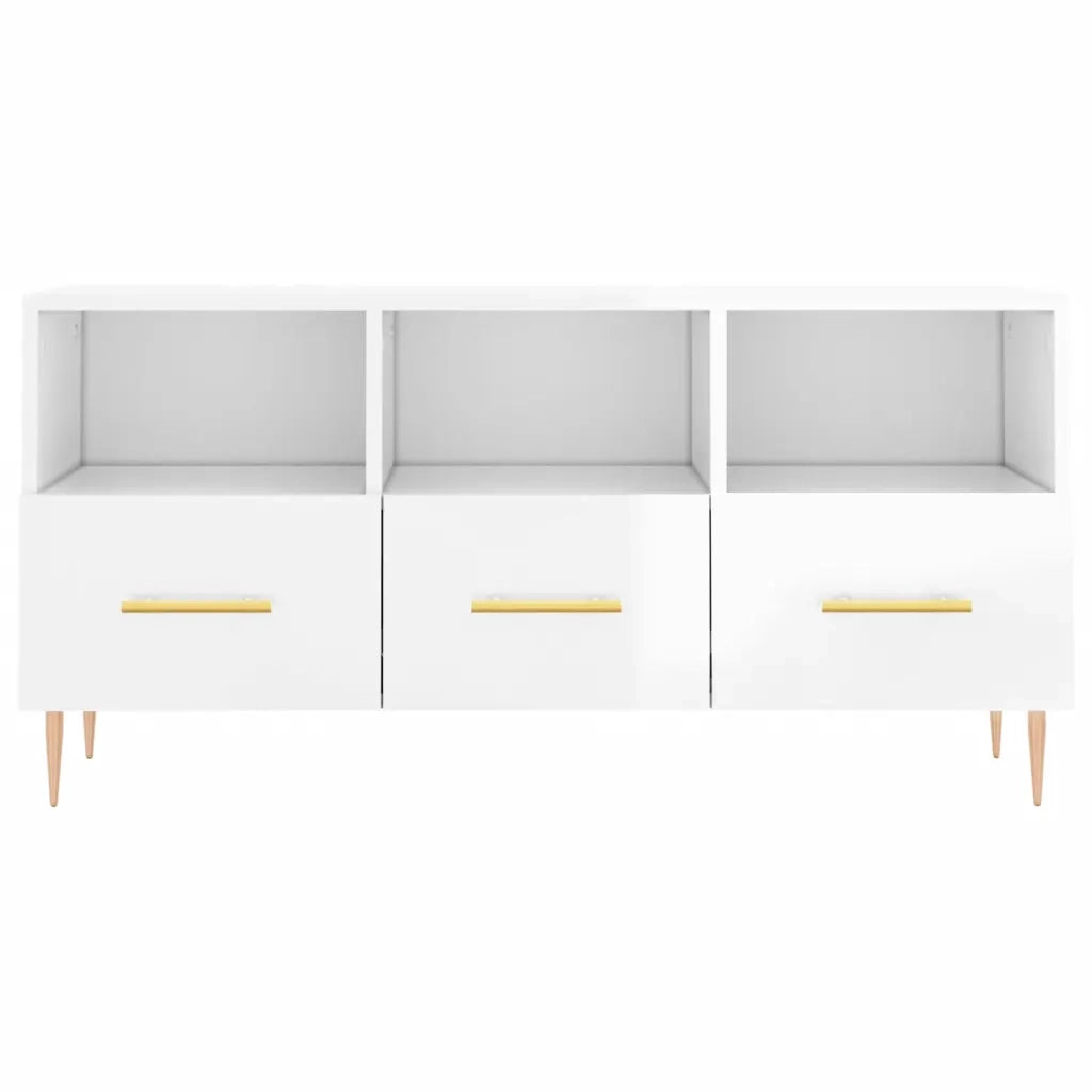 Mobile Porta TV-Mobile per TV-Credenza TV Bianco Lucido 102x36x50 cm in Legno Multistrato 628671