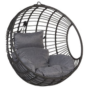 Sedia sospesa poltrona pensile Cestino di vimini rotondo in rattan Nero senza supporto con cuscini Boho
