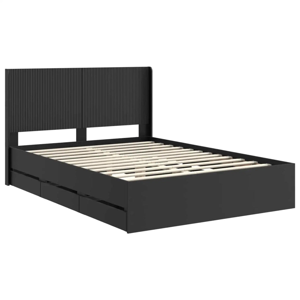 Struttura del letto con stoccaggio e testata Nero 150 x 200 cm 3413936