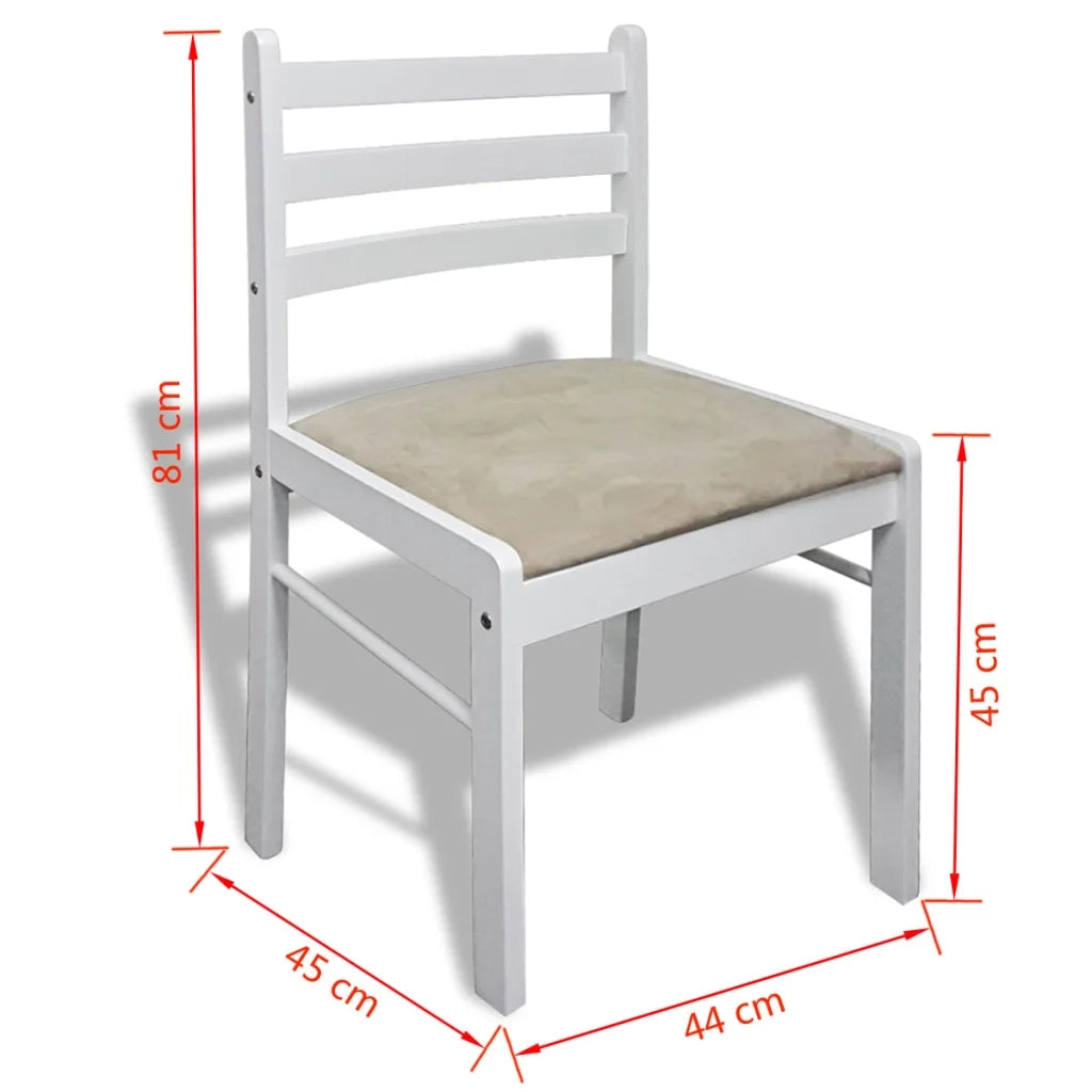 Sedie da Pranzo 6 pz Bianche in Legno Massello e Velluto 272092