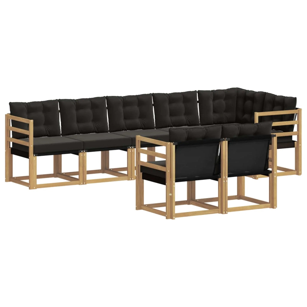 Set di divani da esterno con cuscino 8 pcs Bianco e Nero 3389586