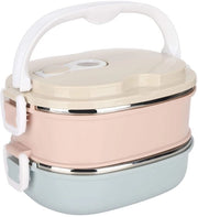 Lunchbox in Acciaio Inossidabile - Portatile - Ercolino - 2 Strati - Ecologico - Durata 2-3 Ore - Cestino per Panini