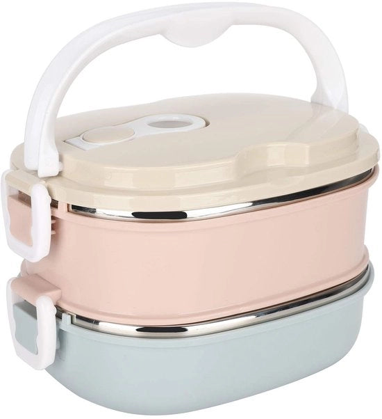 Lunchbox in Acciaio Inossidabile - Portatile - Ercolino - 2 Strati - Ecologico - Durata 2-3 Ore - Cestino per Panini