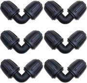 Adattatori di irrigazione - Adattatore angolare - Installazione facile - Nero - Sistemi di irrigazione a gocce - Adatto per tubi 1/2 pollici - 6 pezzi