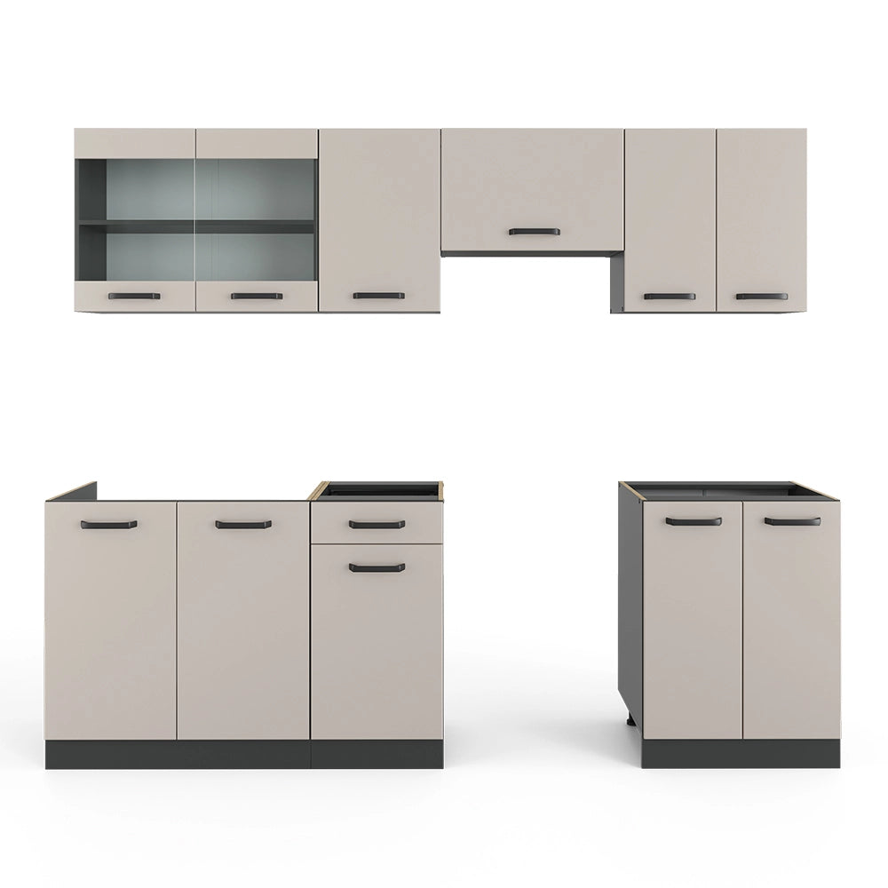 Mobile da cucina R-Line Cachemire/Antracite 240 cm, PL Antracite Vicco