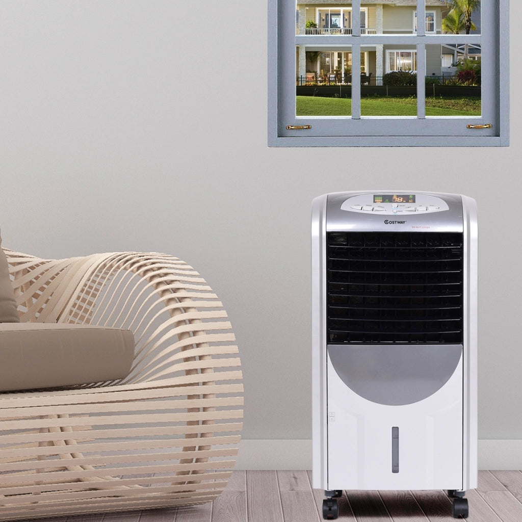 Ventilatore ad aria calda e fredda, Ventilatore portatile con scompartimento di cristalli di ghiaccio