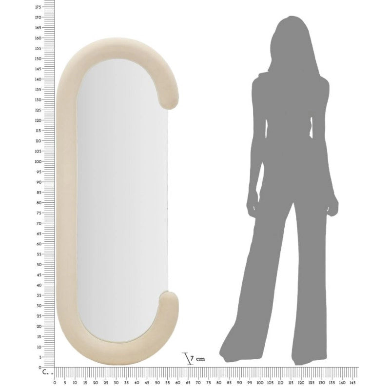Specchio Da Muro Chantal Velluto Crema cm 60x7x160