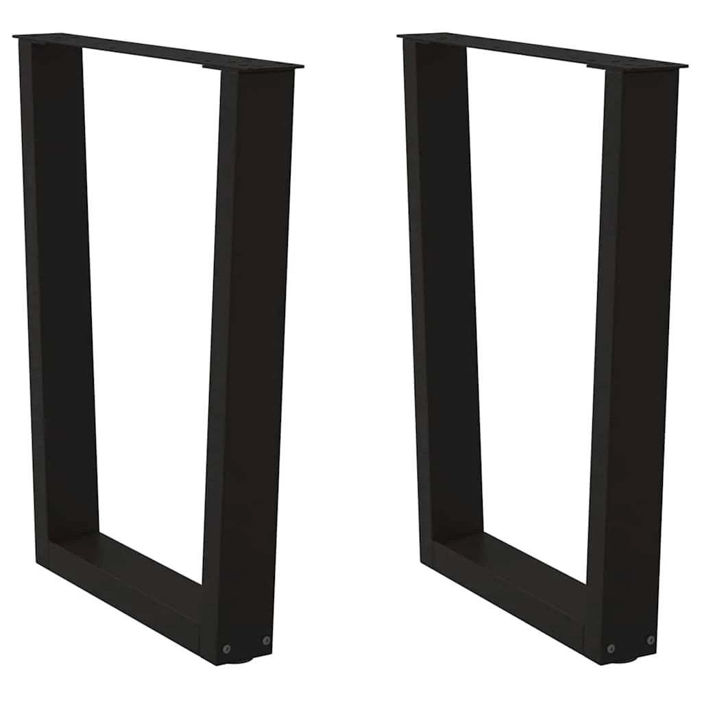 Set di 2 gambe moderne per tavolo da pranzo a forma di V 60 x 73 cm con guide regolabili in acciaio nero 02_0056928