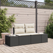 Divano da Giardino a 2 Posti con Storage e Cuscini Nero in Rattan Poliestere