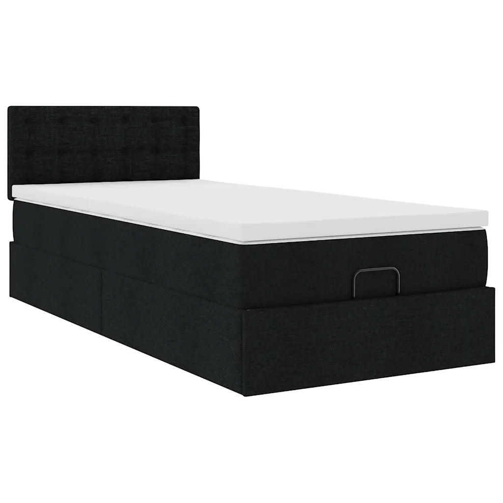 Pouf Letto con Materasso Nero 90x200 cm in Tessuto 3312445
