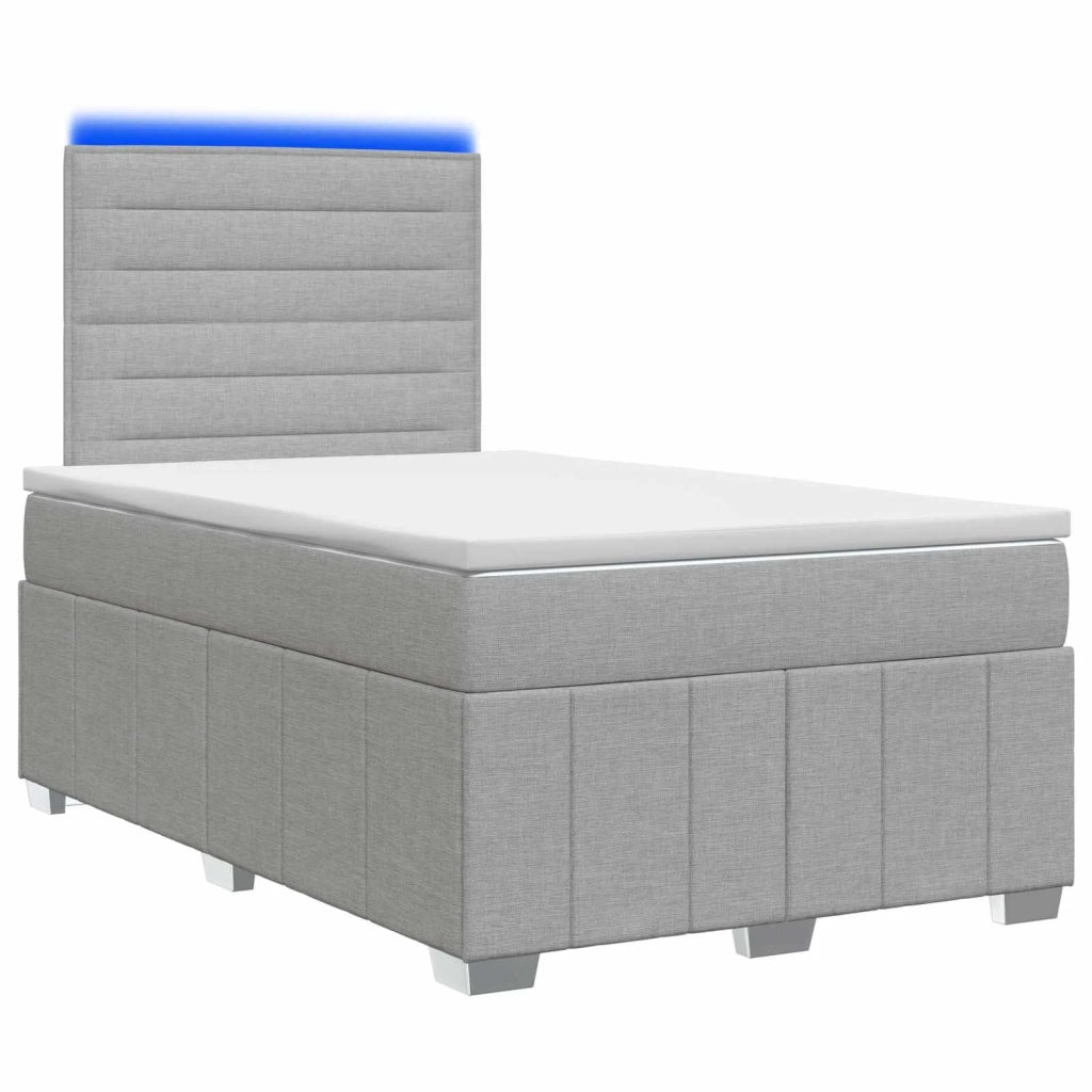Letto Box Spring LED con Materasso Grigio Chiaro 120 x 200 cm 3455570