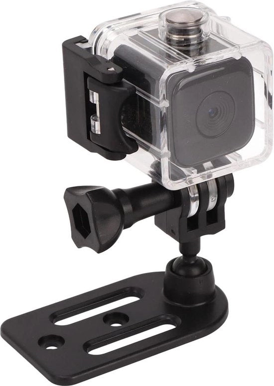 Cassa Acqua Profonda Azione HD Mini Camcorder con Supporto - Visione Notturna - Rilevamento Movimento - Batteria Ricaricabile - Vlog Sicurezza Casa - 1080P