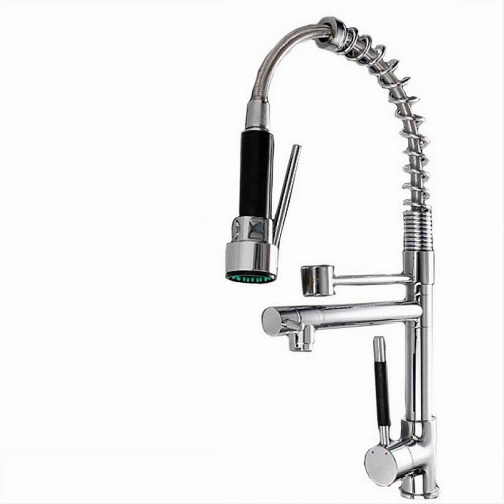 Trade Shop - Rubinetto Lavello Cucina A 2 Vie Orientabile Con Doccetta In Ottone Cromato 59286 -
