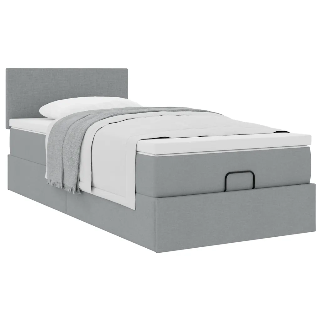 Pouf Letto con Materasso Grigio Chiaro 100x200 cm in Tessuto 3311352