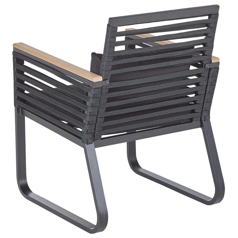 Set da pranzo da giardino 4 posti metallo Nero alluminio finitura opaca tavolo da esterno 4 sedie cuscini moderno