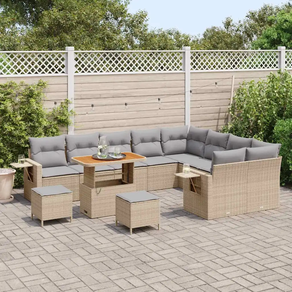 Set Divano da Giardino 12 pcs Beige polyrattan 3361787
