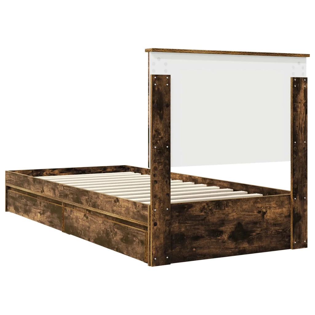 Letto con Contenitore Rovere fumé 90 x 200 cm Legno multistrato 3411247