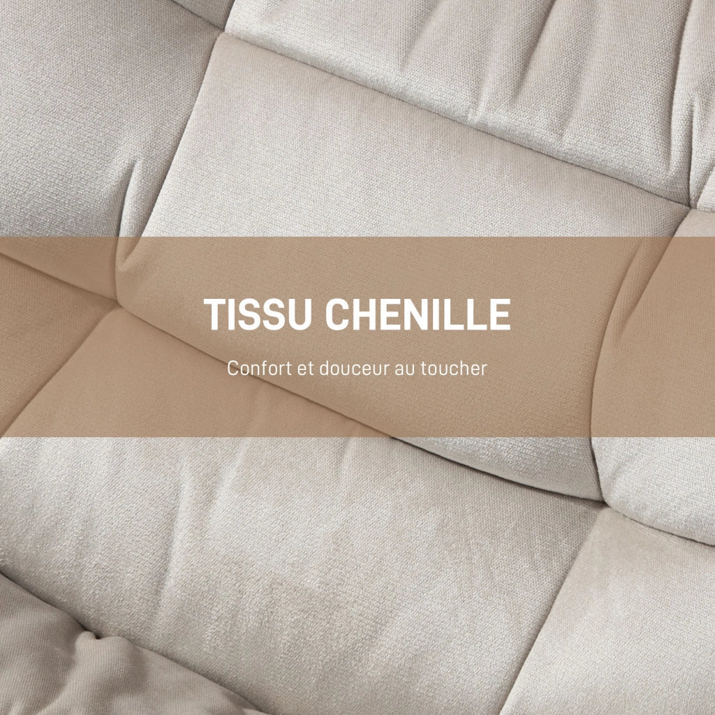 Poltrona girevole senza braccioli in tessuto boucl¨¦ ¨C zephmum ¨C crema 70x80x82cm