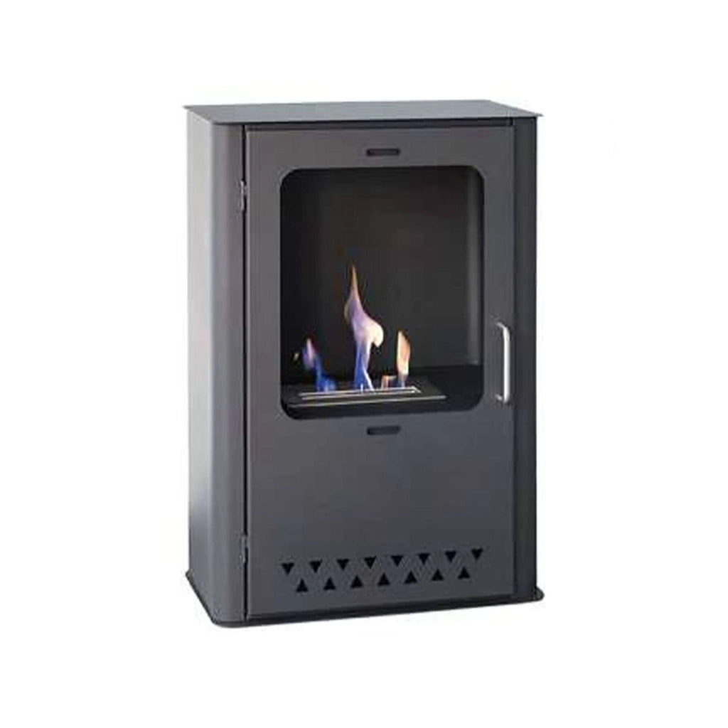 Stufa a bioetanolo Altidona, Camino a bioetanolo, Stufa ecologica, Riscaldatore senza canna fumaria, Made in Italy, 50x30 h68 cm, Grigio