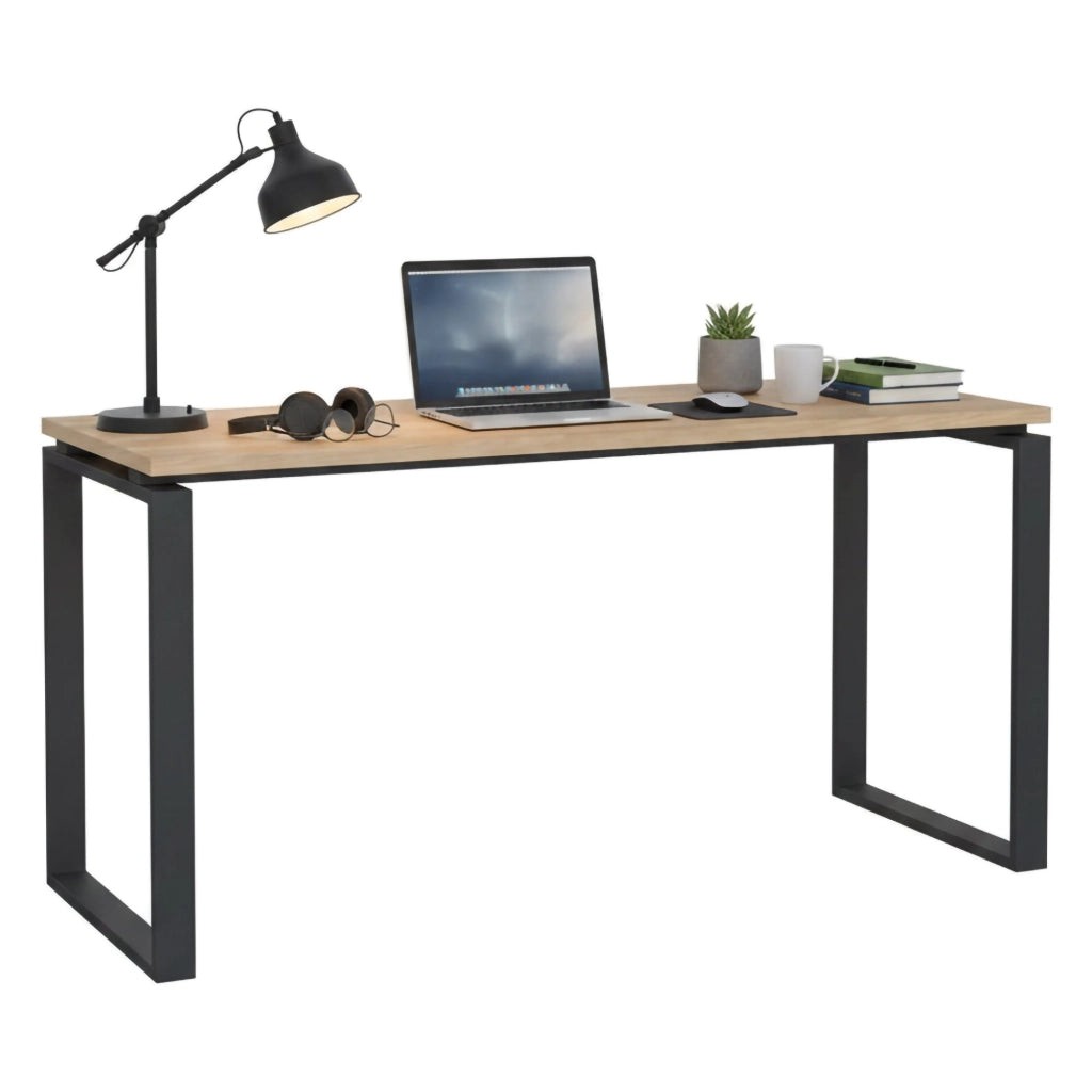 Scrivania Arignano, Scrittoio multiuso, Tavolo per ufficio porta PC, Piano di lavoro, 150x60 h76 cm, Rovere e Grigio