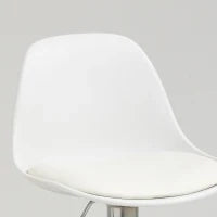 Set 2 Sgabelli da Cucina di Design Girevoli con Schienale, Poggiapiedi e Altezza Regolabile, in Similpelle e PP, Base in Acciaio, 38x42x82-104cm, Bianco