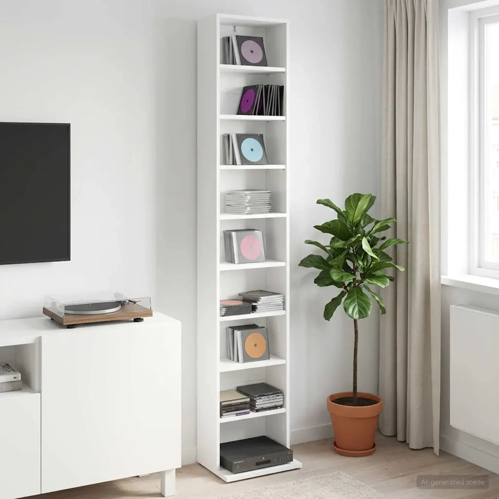 Mobile per CD Bianco 33 x 23,5 x 175 cm Legno ingegnerizzato 8012642