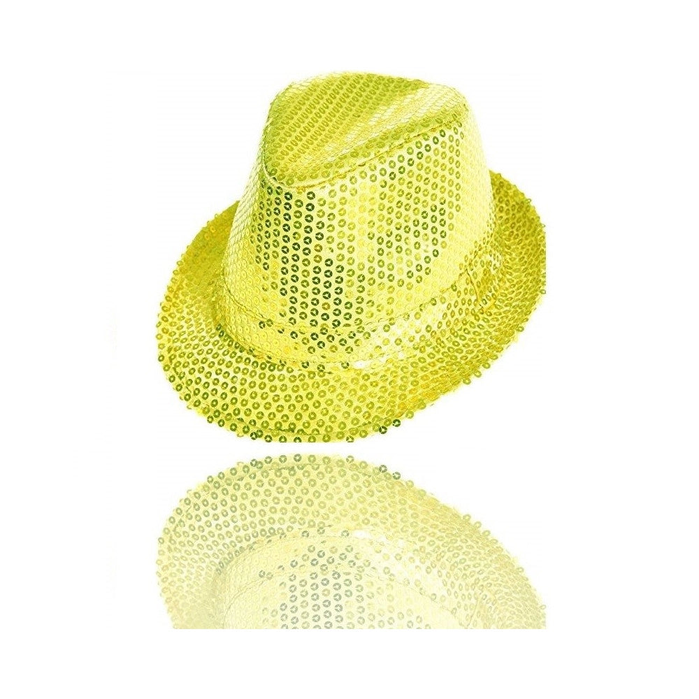Trade Shop - Cappello Borsalino Paillettes Giallo Spettacolo Teatro Paillette Uomo Donna -