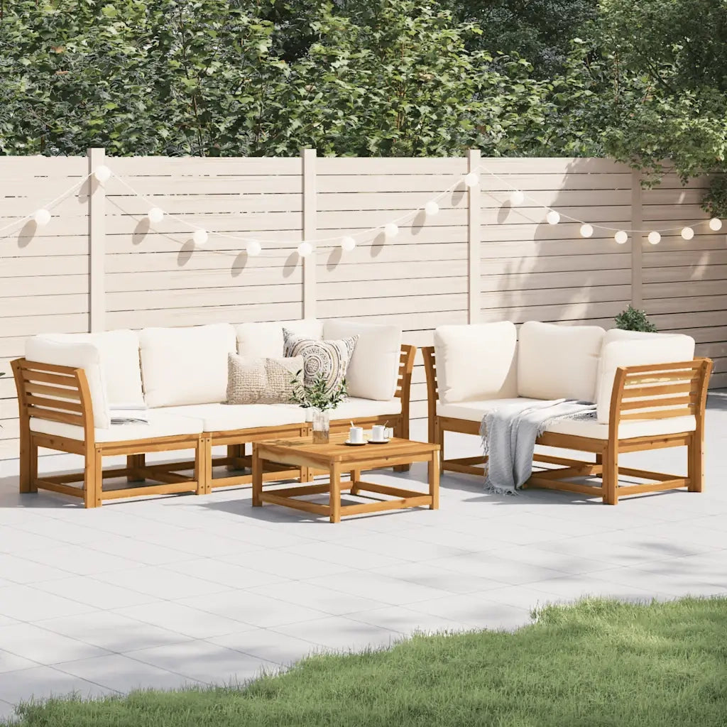 Set Salotto da Giardino 6 pz con Cuscini in Massello di Acacia