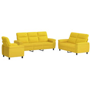 Set di divani 3 pcs Giallo Chiaro Tessuto 3430653