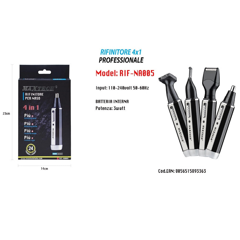 Trade Shop - Mini Rasoio Ricaricabile 4in1 Tagliacapelli Elimina Peli Sopracciglia Rif-na005 -