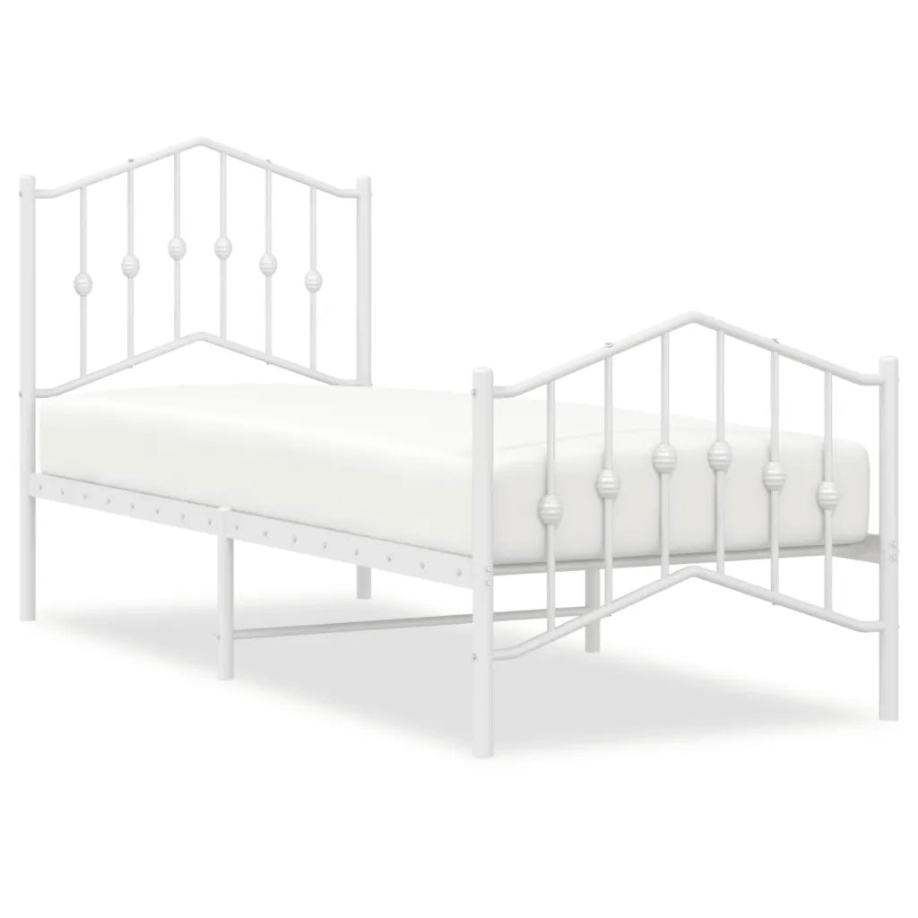 Giroletto con Testiera e Pediera Metallo Bianco 75x190 cm 373846