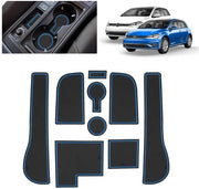Matten Antislip per Auto, VW Golf 7 7.5 (2013-2019) | Matrice di Gomma Originele per Console Centrale, Becheriere e Spaziatura Porte | Adatto per VW Golf 7 GTD GTI GTE R (blu)