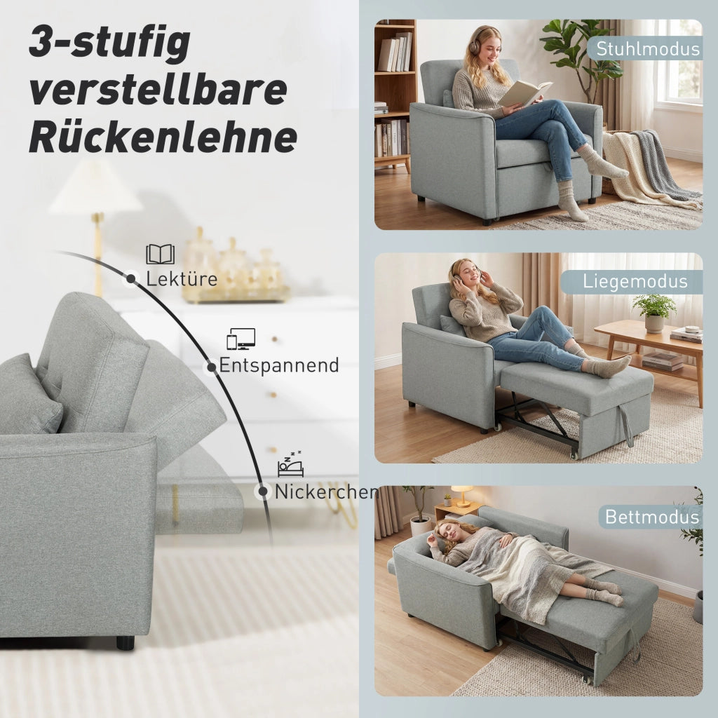 Sedia letto estraibile con schienale regolabile ¨C zephmum ¨C grigio