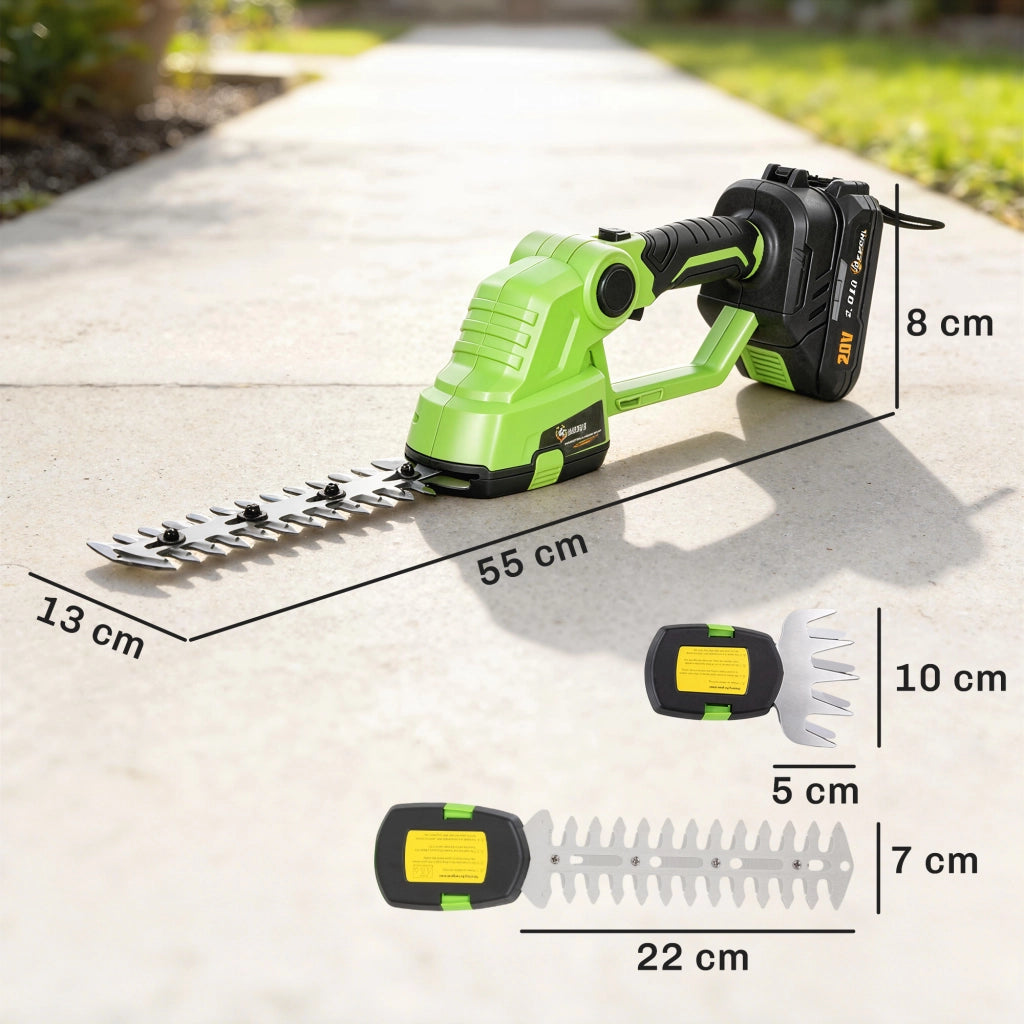 Tagliasiepi Elettrico a Batteria 2 in 1 ¨C zephmum ¨C 20 cm / 10 cm