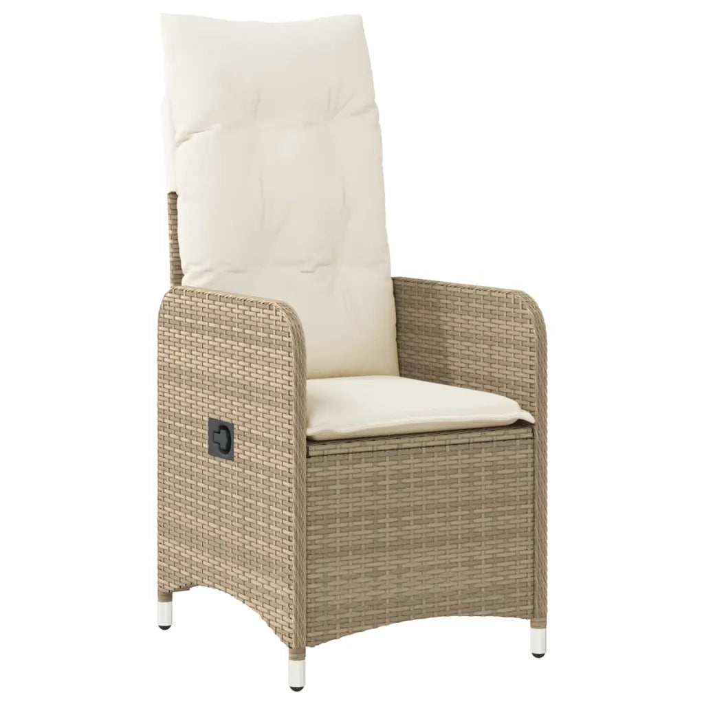Sedie da Giardino Reclinabili 2pz con Tavolino Polyrattan Beige 365693