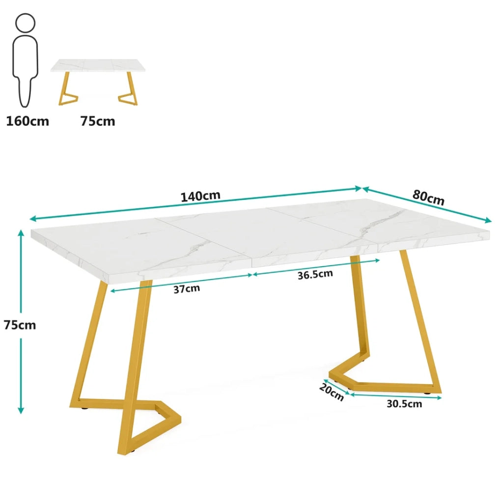 Scrivania per Home Office in legno con design moderno bianco e oro
