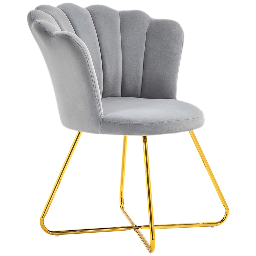 Poltrona in velluto con gambe in metallo ¨C zephmum ¨C grigio 69x64x80 cm