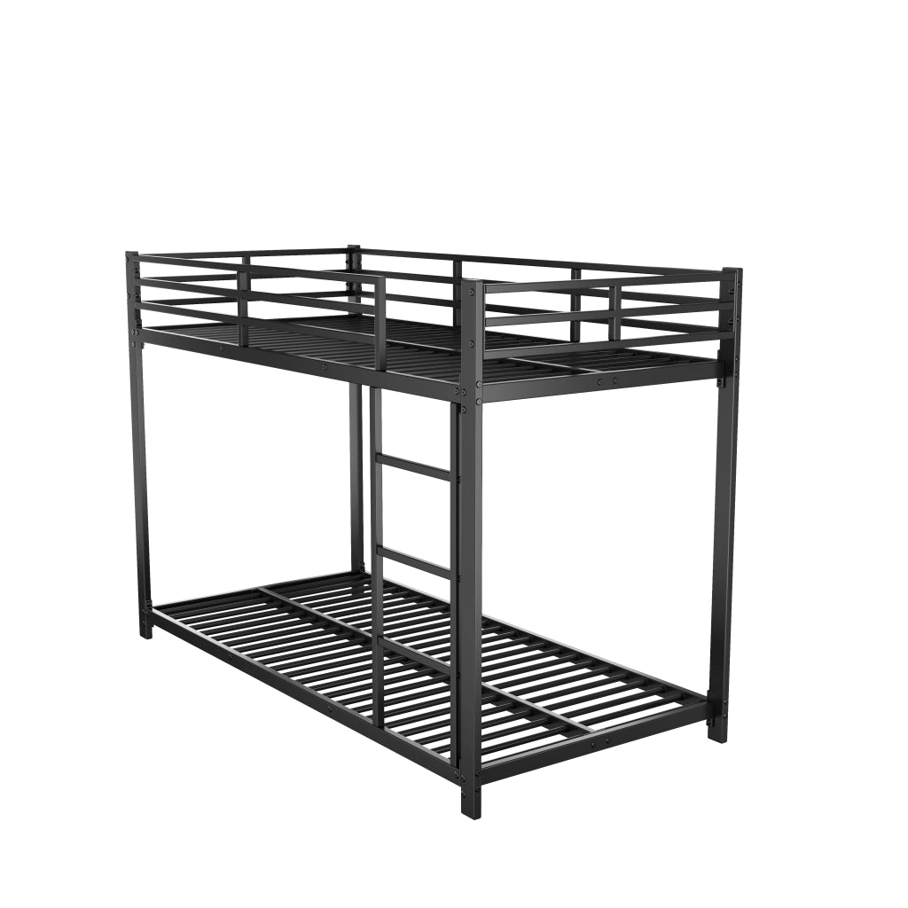 DESMIU Letto a castello per bambini 90 × 200 cm 2 posti con sponde di sicurezza, senza materasso, in metallo, nero