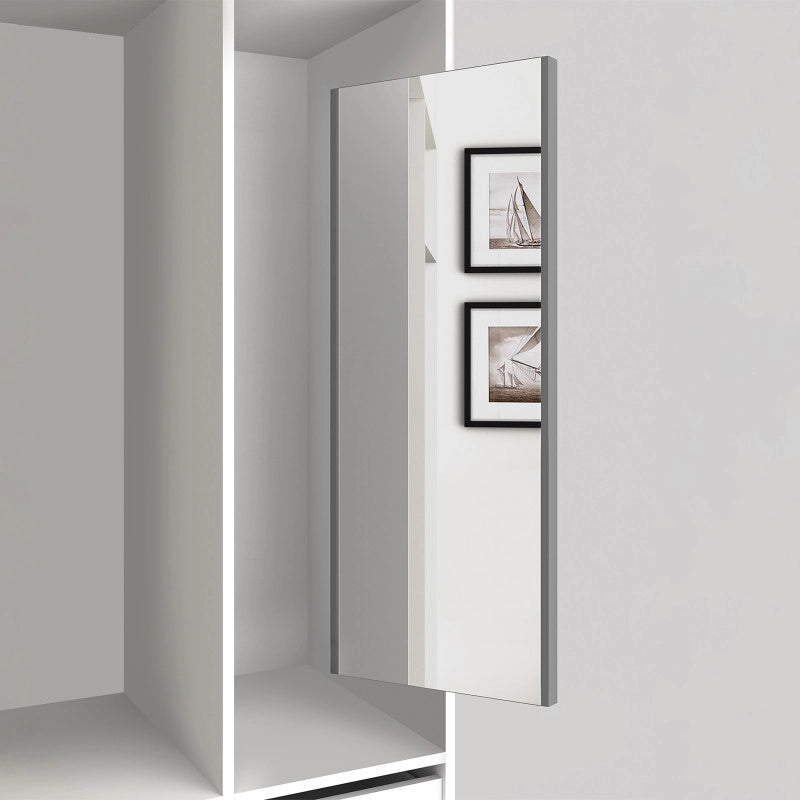 Specchio estraibile per interno dell'armadio, Acciaio e Tecnoplastica e Vetro, Verniciato grigio pietra
