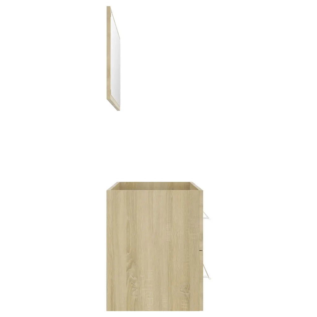 Set Mobili da Bagno | Armadio da bagno 2 pz Rovere Sonoma in Legno Multistrato