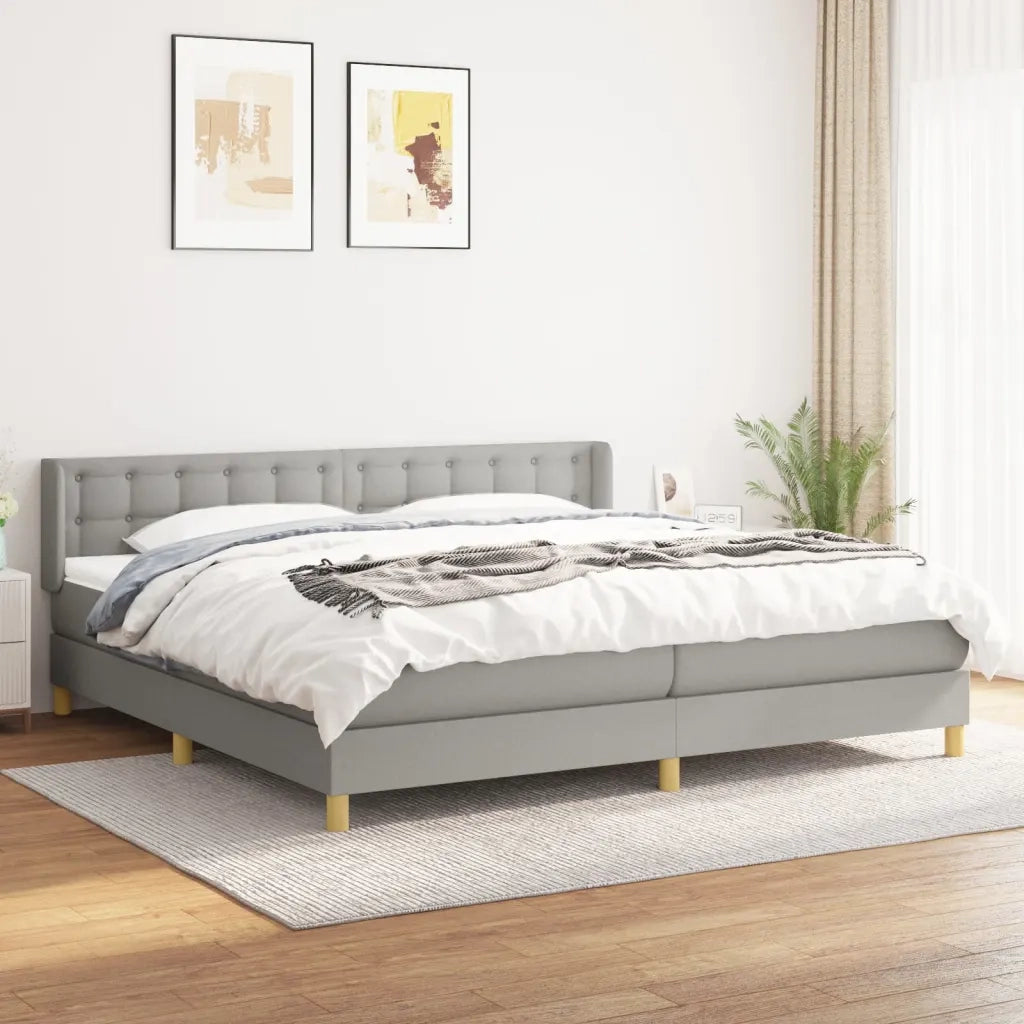 Giroletto a Molle con Materasso Grigio Chiaro 200x200cm Tessuto cod mxl 57807